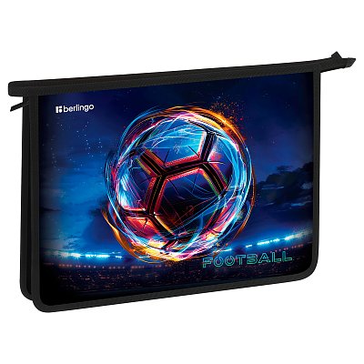 Папка для тетрадей 1 отделение, А4 Berlingo «Cyber Football», 340×245×40 мм, пластик, на молнии