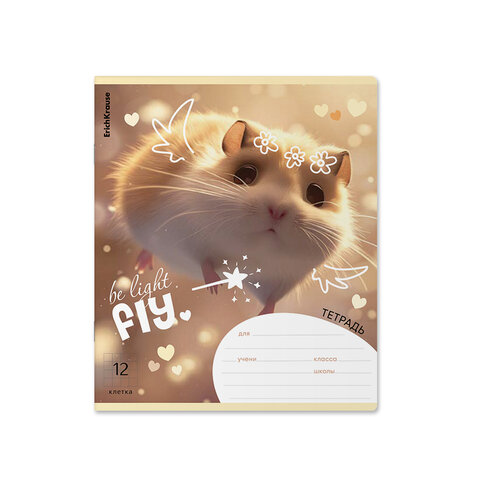 Тетрадь 12 л., клетка, обложка картон, ERICH KRAUSE, «Fluffy» (микс в спайке)
