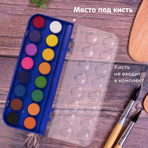 Краски акварельные BRAUBERG «PREMIUM» 16 цветовкруглые кюветы 23 ммпенал191744