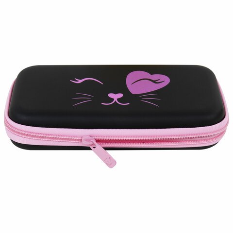 Пенал BRAUBERG SHINY, 1 отделение, 1 откидная планка, EVA, 23×12 см, «Smiling cat»