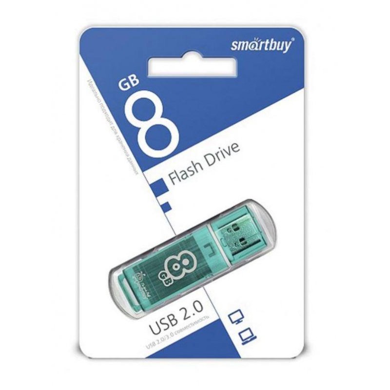 Флеш-память SmartBuy Glossy series 8Gb USB 2.0 зеленая