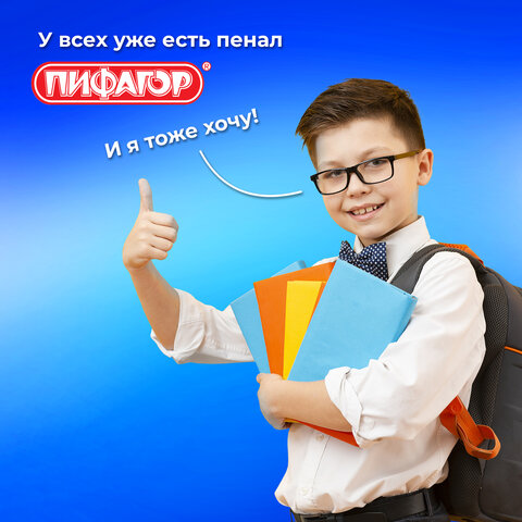 Пенал ПИФАГОР, 1 отделение, 2 откидные планки, полиэстер, 20×14 см, «Boxing»