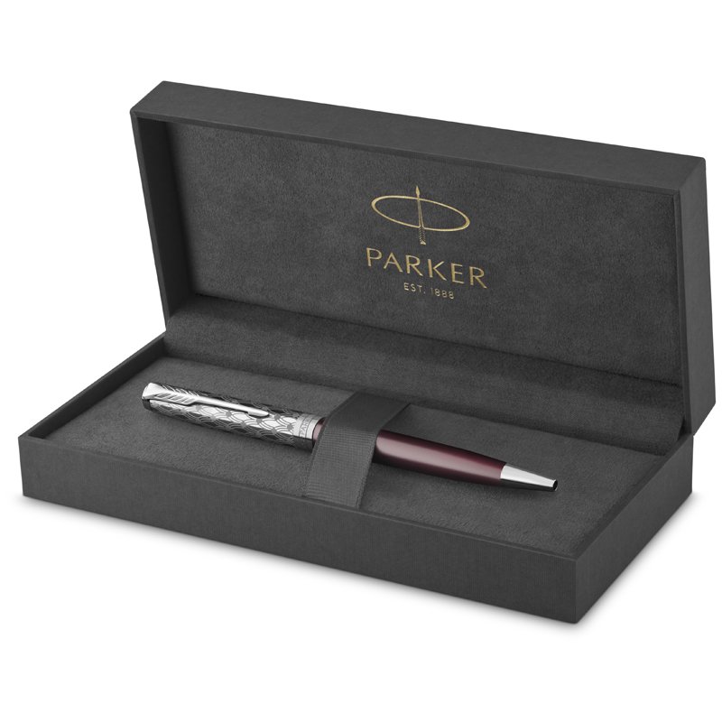 Ручка шариковая Parker «Sonnet Metal & Red Lacquer СT» черная, 1.0мм, поворот., подарочная упаковка