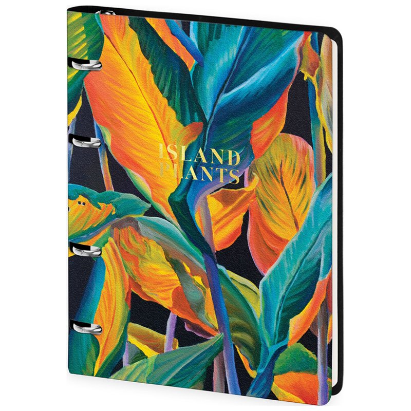 превью Тетрадь на кольцах А5, 80л. ЛАЙТ, кожзам, Greenwich Line «Island plants», тон. блок