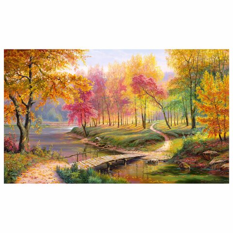 Картина стразами(алмазная мозаика), 40×50см, ОСТРОВ СОКРОВИЩ «Осень в старом парке», без подрамника