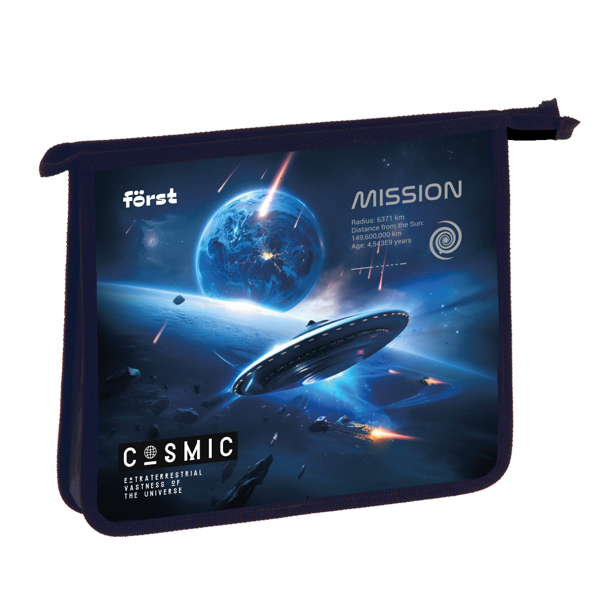 превью Папка для тетрадей 1 отделение, А5 Först «Cosmic», 240×205×40 мм, пластик, на молнии