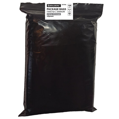 Пакеты ZIP-LOCK ОЧЕНЬ ПРОЧНЫЕкомплект 100 шт.100×150 ммПВД80 мкм. ЧЁРНЫЕBRAUBERG608932