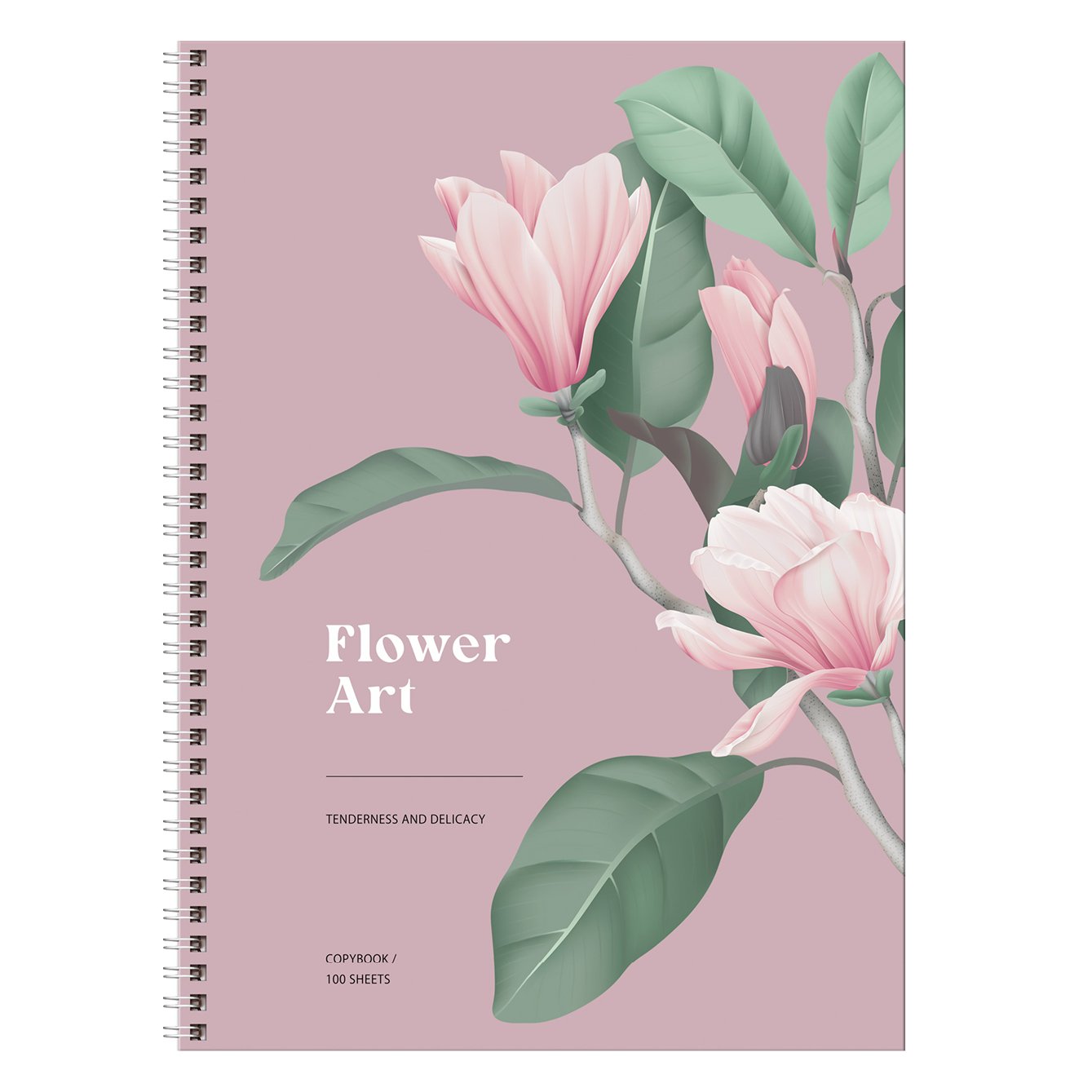превью Тетрадь 100л., А4 клетка на гребне BG «Flower art», матовая ламинация, твердая обложка