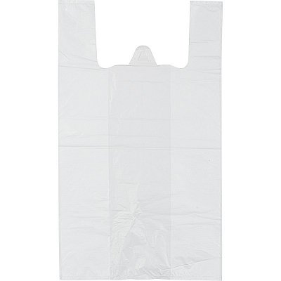 Пакет-майка ПНД белый 9 мкм (16+12×30 см, 100 штук в упаковке)