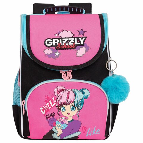 Ранец GRIZZLY анатомическая спинка, с мешком для обуви, для девочек, LIKE, 33×25х13 см