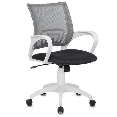 Кресло оператора Бюрократ CH-W695N/DG/TW-12, PL белый, спинка сетка серая TW-12, сиденье ткань т. серая TW-04, пиастра