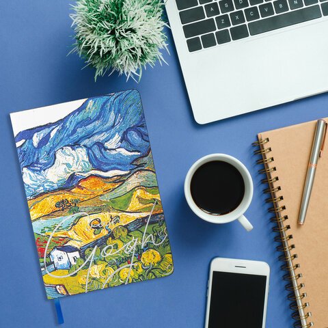 Блокнот А5 (143×210 мм), BRAUBERG VISTA «Van Gogh», под кожу, гибкий, 80 л. 