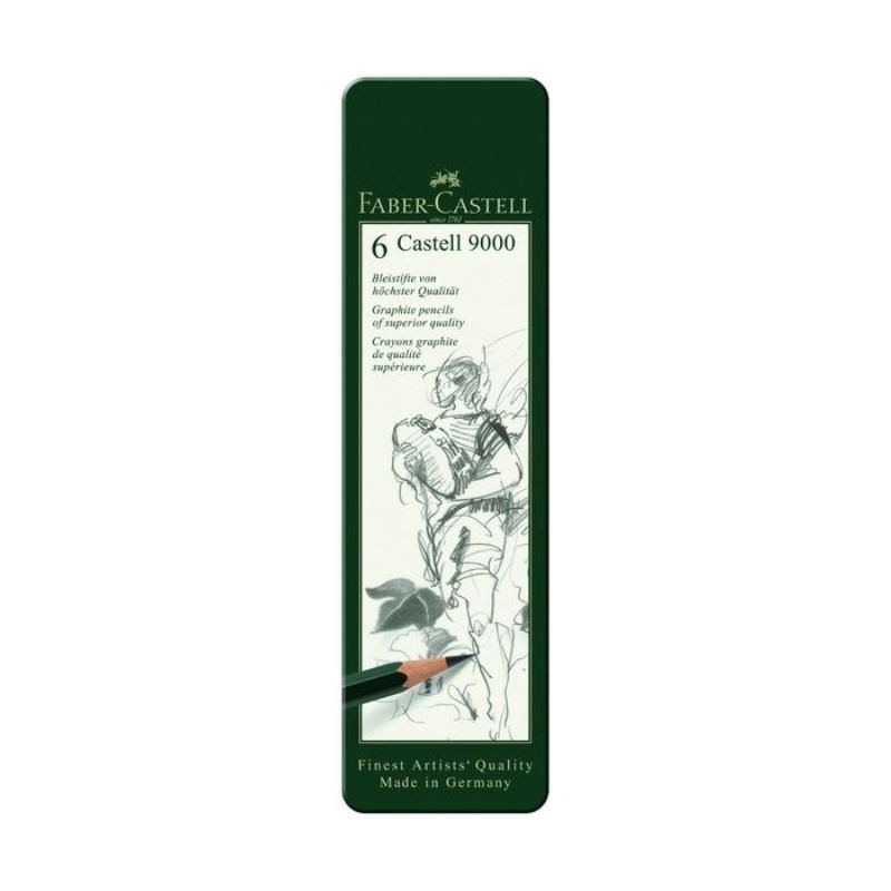 превью Набор карандашей чернографитных Faber-Castell 9000 HB-8B (6 штук в упаковке)