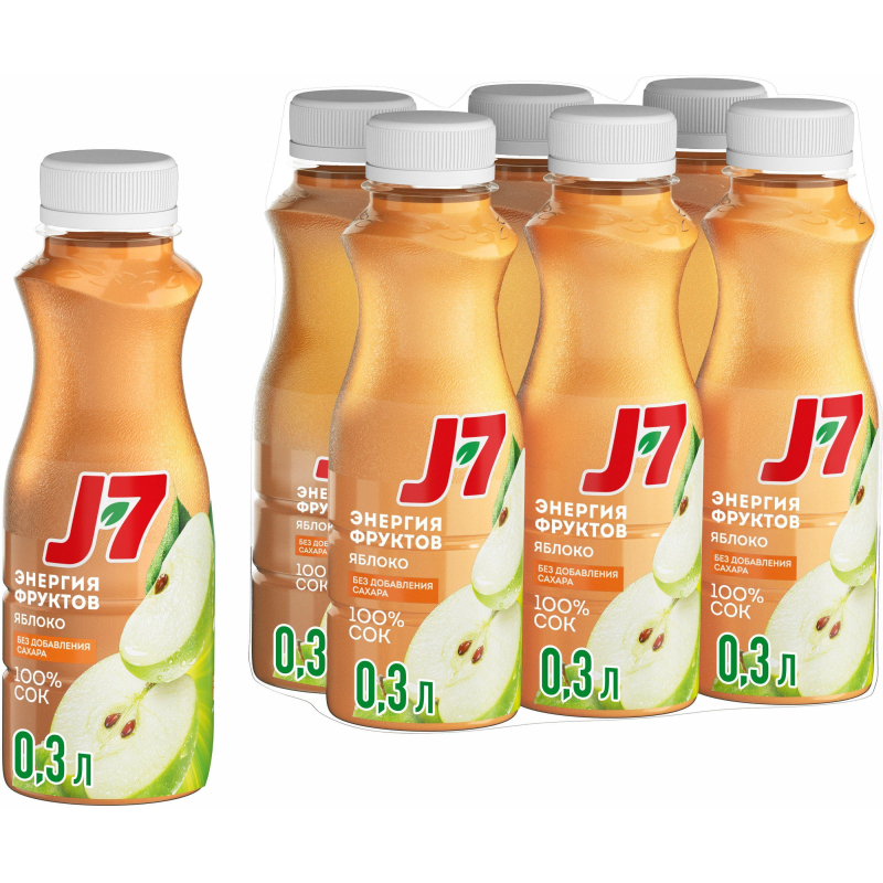 превью Сок J7 Яблоко осв., ПЭТ, 0.3л, 6шт/уп