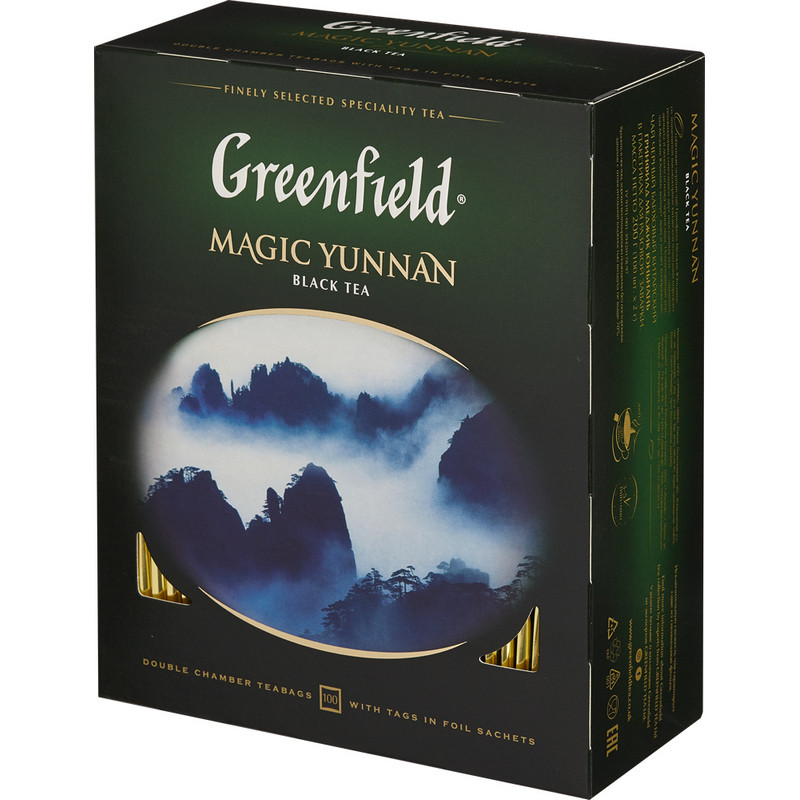 Чай GREENFIELD «Magic Yunnan» («Волшебный Юньнань»), черный, 100 пакетиков в конвертах по 2 г
