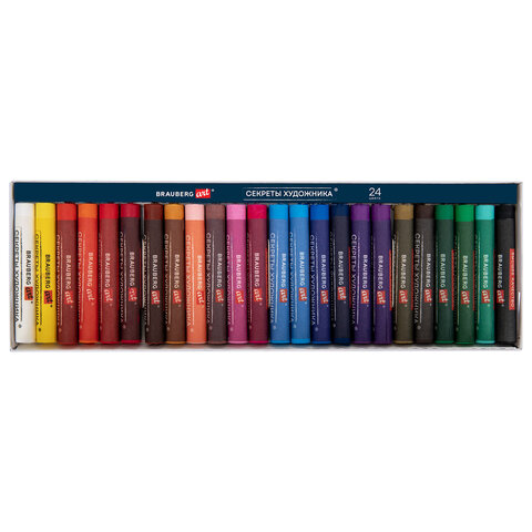 Пастель масляная художественная BRAUBERG ART «Секреты художника», 24 цвета, круглое сечение