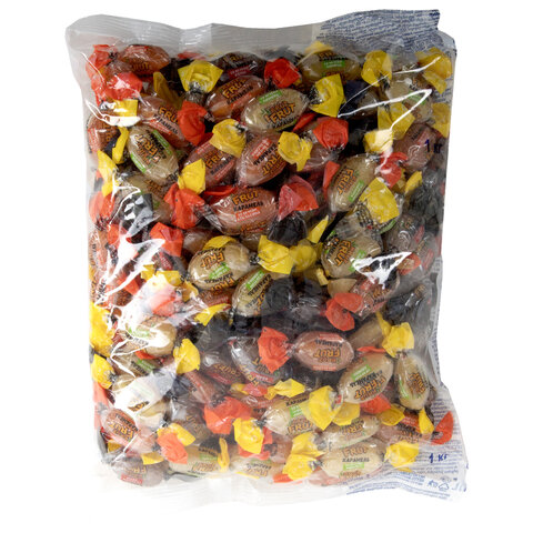 Карамель с шипучей начинкой KRUTFRUT со вкусом колы, апельсина, лимона, 1 кг