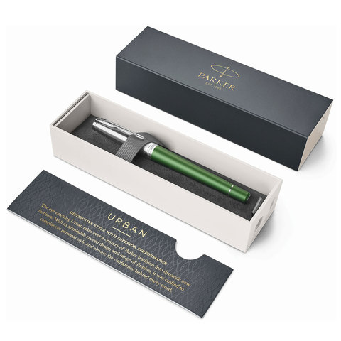Ручка перьевая PARKER «Urban Premium Green CT», корпус зеленый, хромированные детали, синяя