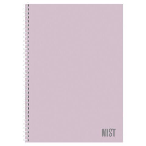 Тетрадь А4 80 л,. HATBER, гребень, клетка, Soft-touch ламинация, «Mist» (микс в спайке), 090095