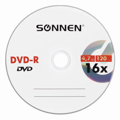 Диски DVD-R SONNEN 4.7 Gb 16x Bulk, КОМПЛЕКТ 50 шт. 