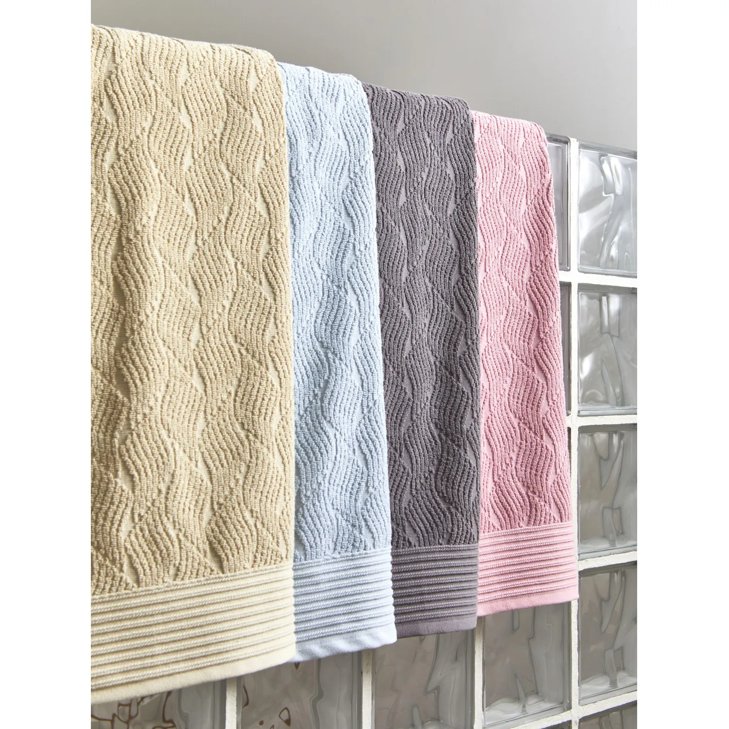 Полотенце махровое Комус банное бордюр Жаккард 70×120 см,500 г/м2, Голубой
