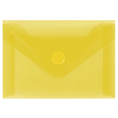 Папка-конверт на кнопке СТАММ А7 (74×105мм), 150мкм, пластик, прозрачная, желтая