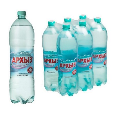 Вода минеральная Архыз газированная 1.5 литра (6 штук в упаковке)