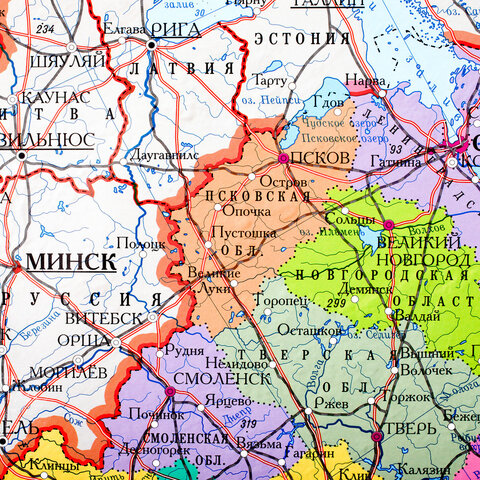 Карта России политико-административная 157×107см, 1:5.5М, в тубусе, интерактивная, BRAUBERG