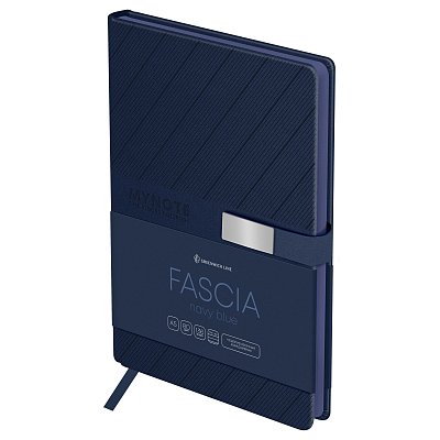 Ежедневник недатированный, А5, 136л., твердый переплет, кожзам, Greenwich Line «Fascia. Navy blue», магнитная застежка, цветной срез