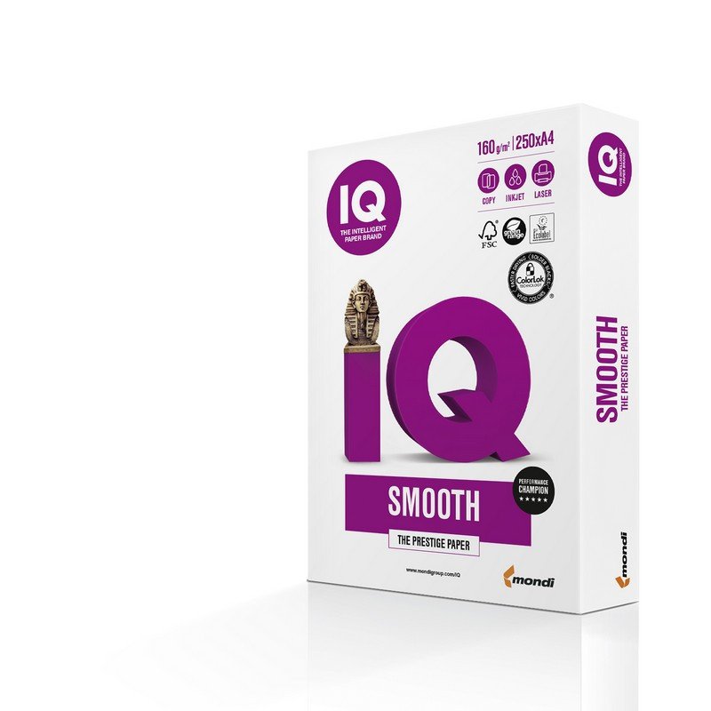Бумага для офисной техники IQ Smooth (А4, марка A+, 160 г/кв.м, 250 листов)