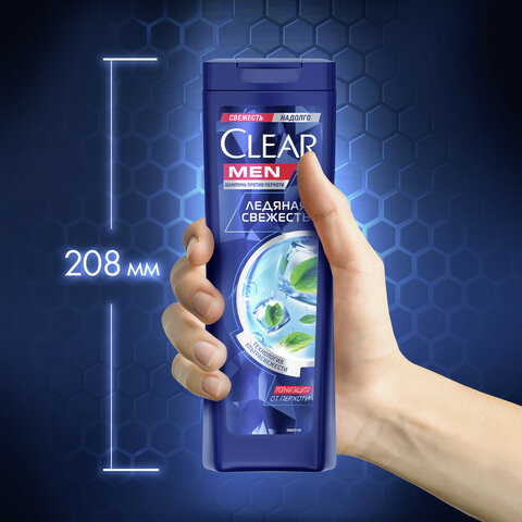 Шампунь против перхоти 400мл CLEAR MEN «Ледяная свежесть»ш/к 44466