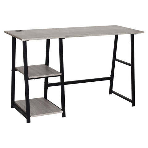 Стол на металлокаркасе BRABIX «LOFT CD-006», 1200×500х730 мм, 2 полки, цвет дуб антик