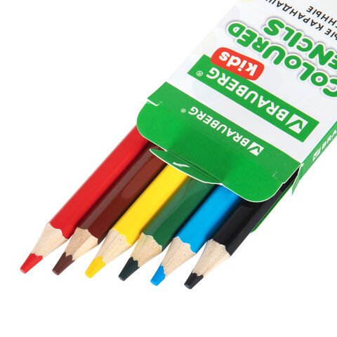 Карандаши цветные утолщенные BRAUBERG KIDS 6 цветовгрифель 5 мм181877