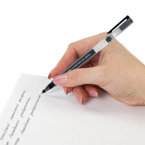 Ручки гелевые BRAUBERG X-WRITER 1800, УВЕЛИЧЕННАЯ ДЛИНА ПИСЬМА 1 800 м, ЧЕРНЫЕ, НАБОР 4 ШТУКИ, стандартный узел 0.5 мм