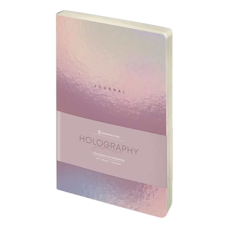 превью Ежедневник недатированный А5, 136л., кожзам, Greenwich Line «Holography. Pink mirror», тон. блок