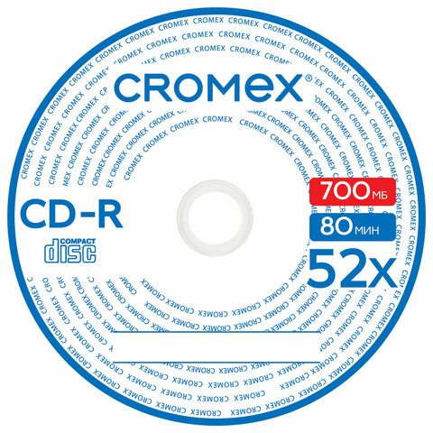 Диски CD-R CROMEX, 700 Mb, 52x, Cake Box (упаковка на шпиле), КОМПЛЕКТ 25 шт. 