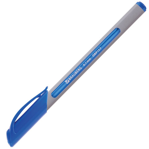 Ручка шариковая масляная BRAUBERG «Extra Glide Soft Grey», СИНЯЯ, узел 0.7 мм, линия письма 0.35 мм