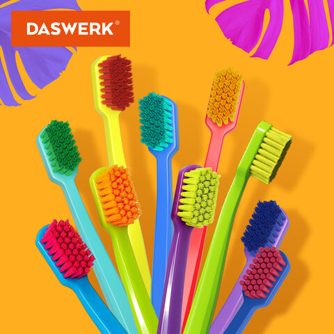 Зубные щеткинабор 10 штукдля взрослых и детейСРЕДНЕ-МЯГКИЕ (MEDIUM SOFT)DASWERK608215