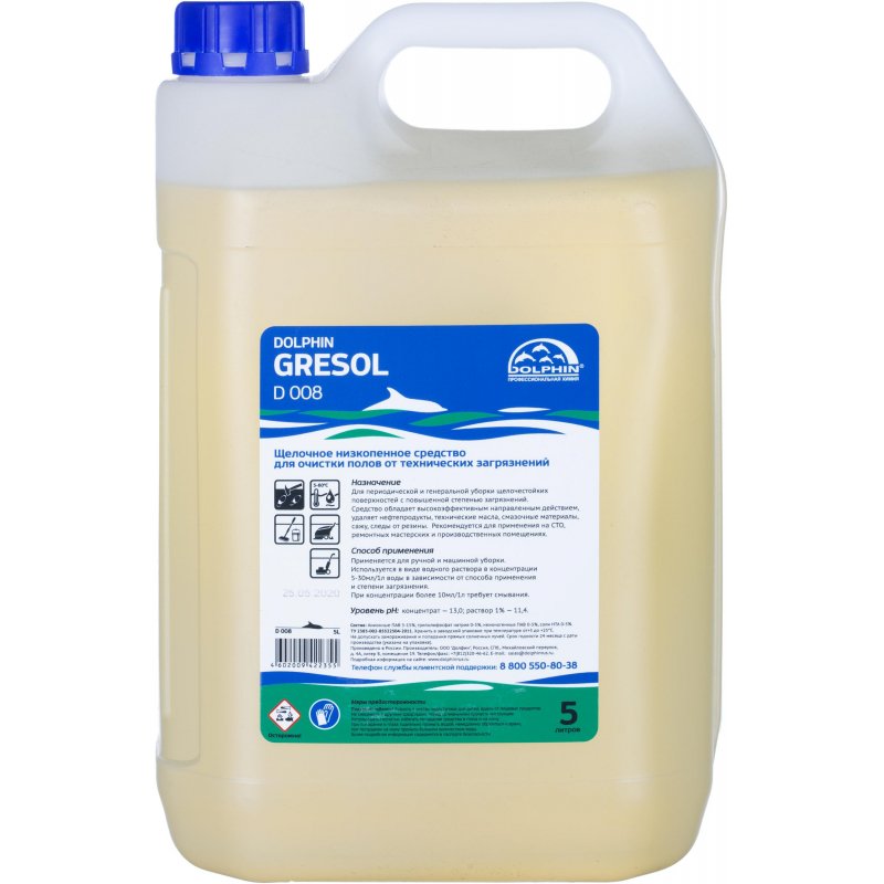 Профессиональное средство для мытья полов Dolphin Gresol 5 л (артикул производителя D008-5)