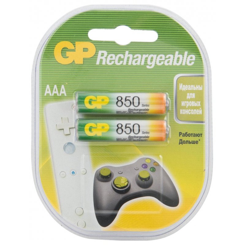 Элементы питания Аккумулятор GP 850mAh AAA/LR03 NiMH (2 шт/бл)
