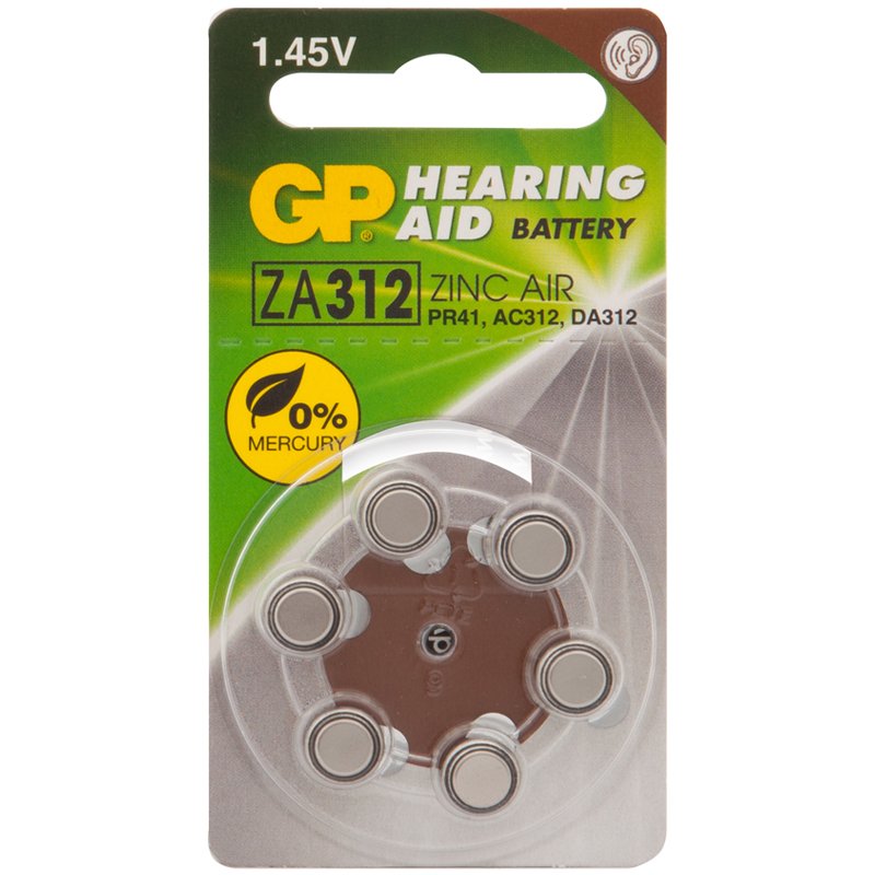 превью Батарейка GP ZA31F (PR41, AC312, AC312E, DA312, V312A) воздушно-цинковая, BC6
