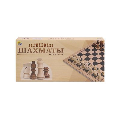Настольная игра шахматы 24×12х3см деревянные, фигуры дерево, в кор. ИН-9460