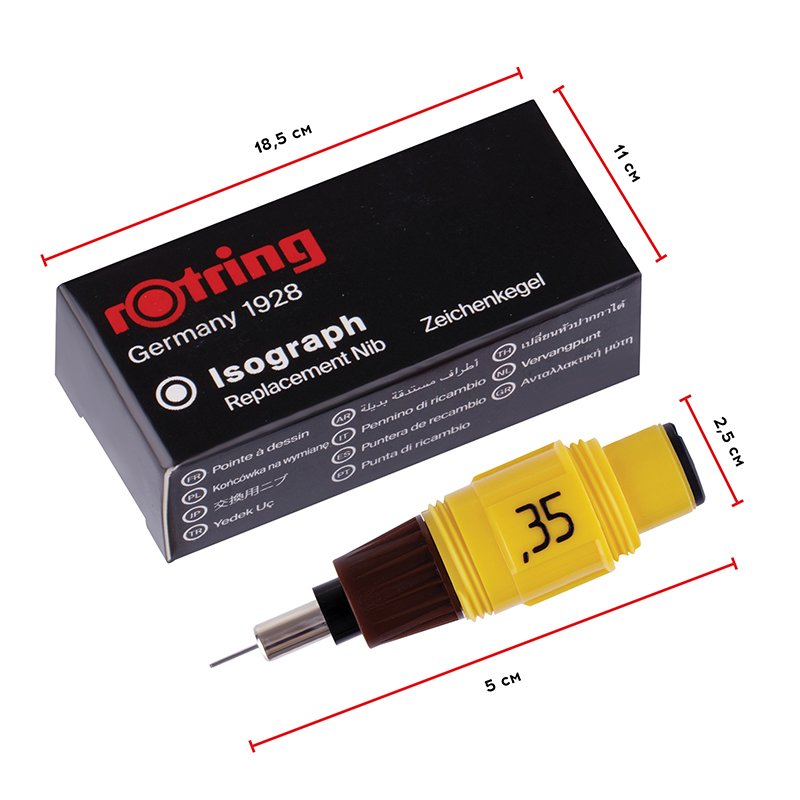 Пишущий элемент для изографа Rotring 0.35 мм, картон. упак. 