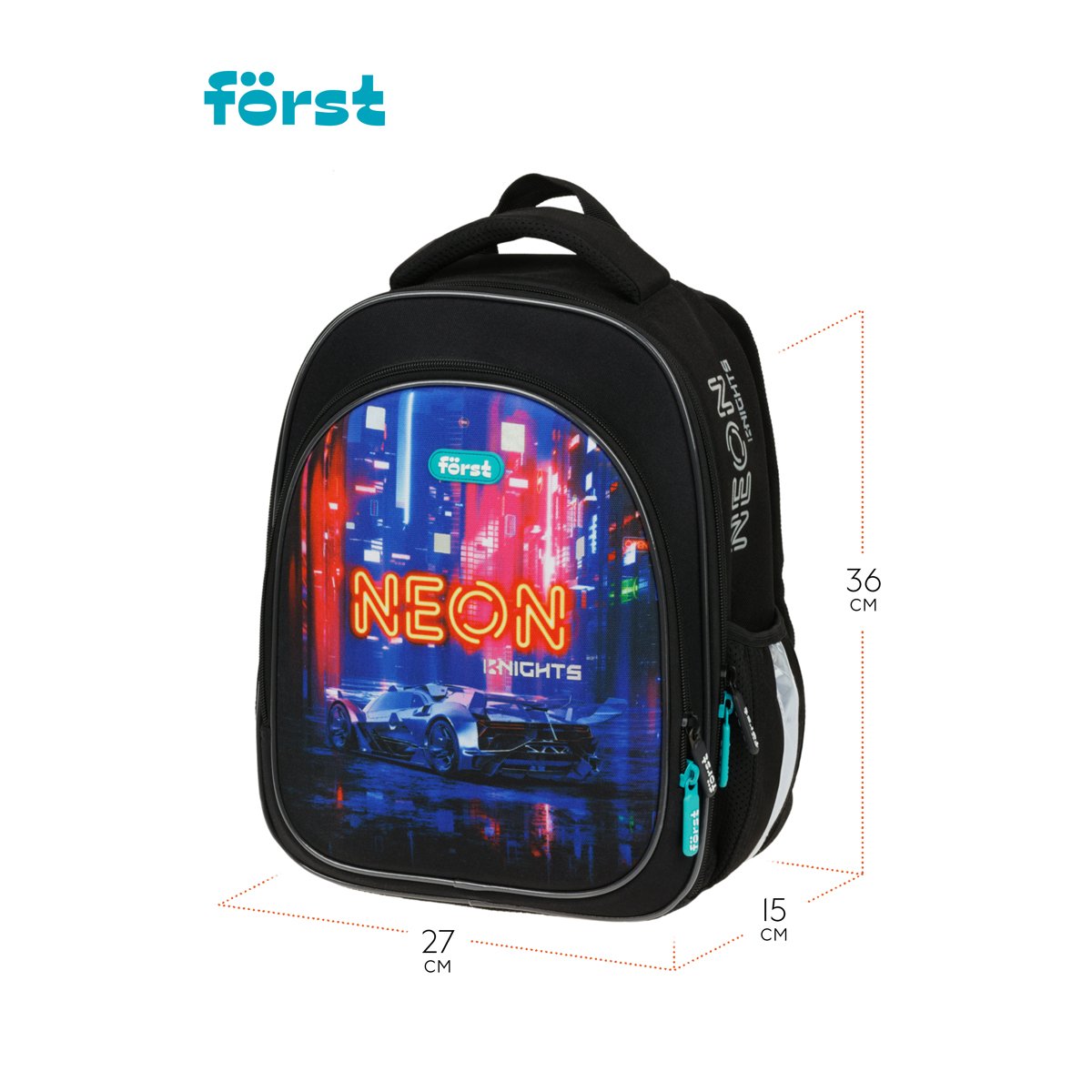 Ранец Först F-LIGHT «Neon knights» 37×28×16см, 2 отделения, 2 кармана, анатомическая спинка