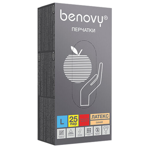 Перчатки латексные смотровые 25 пар (50 шт. )прочныеразмер L (большой)BENOVY High RiskЧЗ