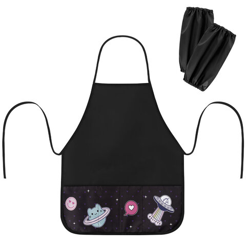 превью Накидка фартук с нарукавниками для труда BRAUBERG, 3 кармана, 46×54 см, «Space sweets»