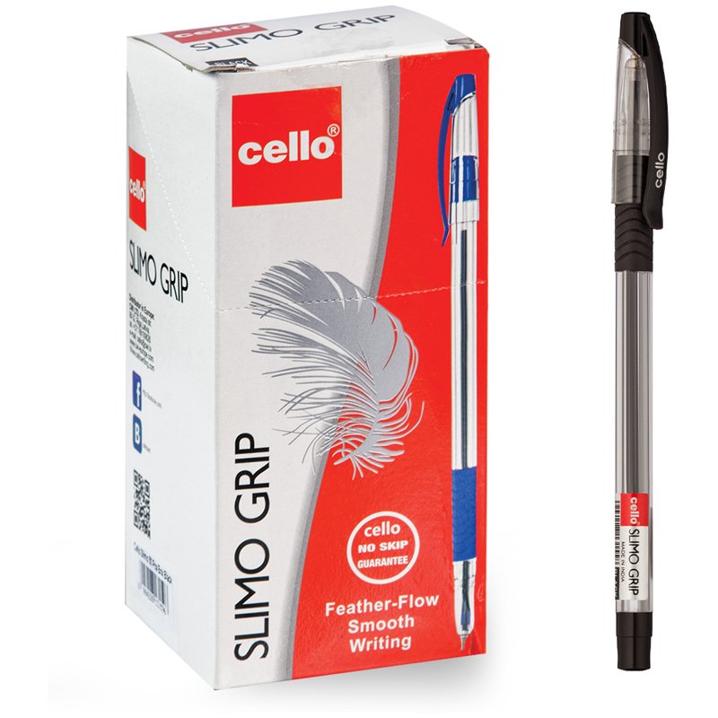 Ручка шариковая Cello «Slimo Grip» черная, 0.7мм, грип, штрих-код