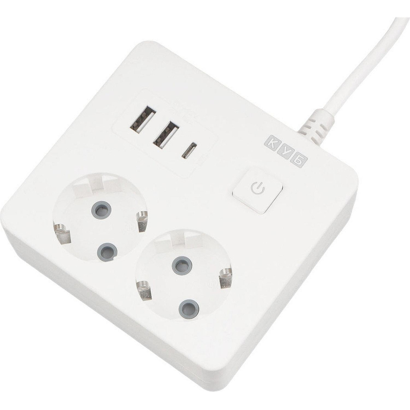 превью Удлинитель Power Cube, 2р с/з вык.,3USB, 3500 Вт, 16А, 1.9 м, 3×1.0 (белый)