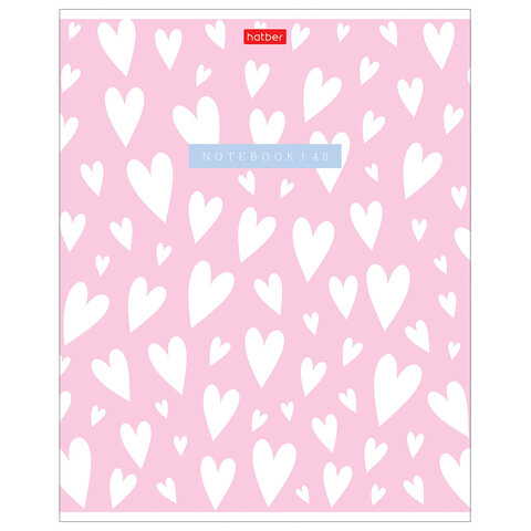 Тетрадь обложка пластик, А5 48 л., скоба, клетка, HATBER, «LOVE IS... » (микс в спайке), 092371