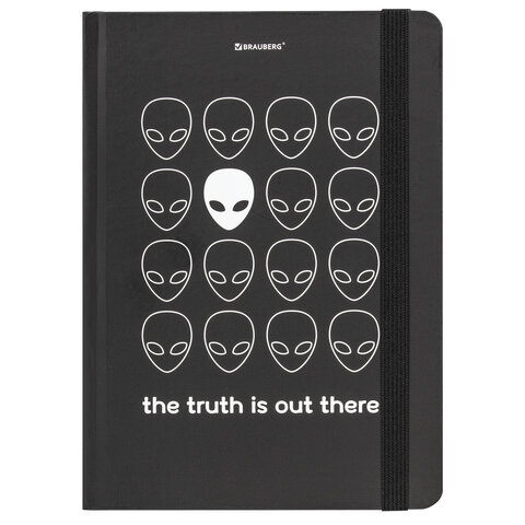 Блокнот с резинкой в клетку 96 л., А5 (145×203 мм), твердая обложка, BRAUBERG, «Aliens»